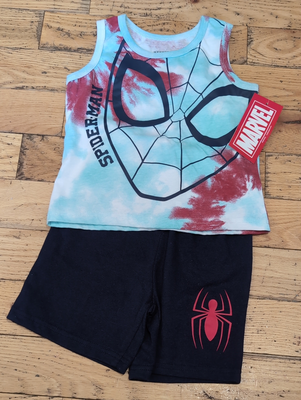 NEW Marvel Spider-Man Tie-Dye Tank & Shorts Set Sz 3T Outfit *A13